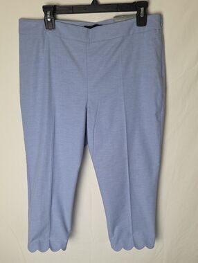 NWT Talbots Light Blue Scallop-Hem Chatham Crop Pants Scallop Hem Size 12P